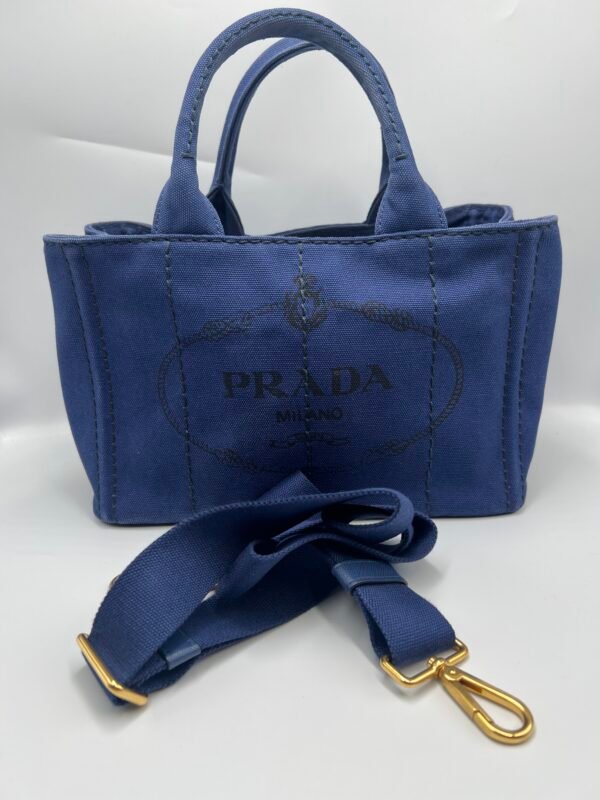 Prada Logo Canvas Tote Bag Blue