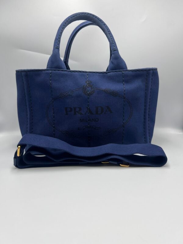 Prada Logo Canvas Tote Bag Blue