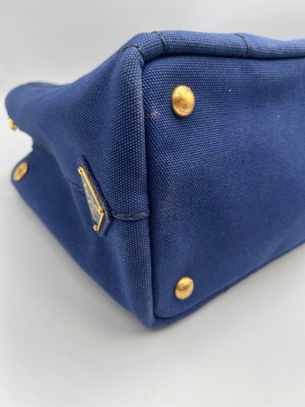 Prada Logo Canvas Tote Bag Blue