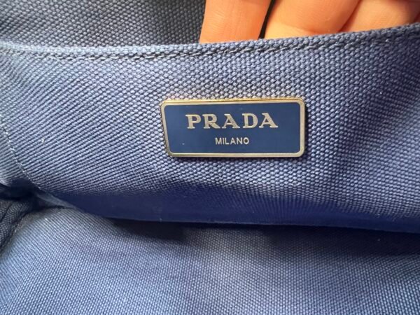Prada Logo Canvas Tote Bag Blue