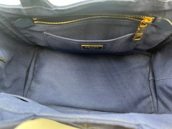 Prada Logo Canvas Tote Bag Blue