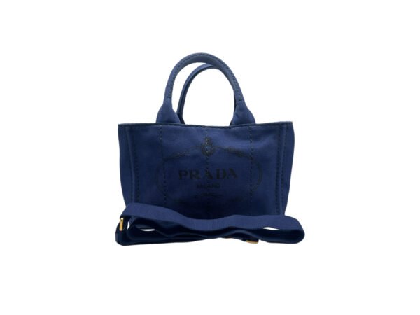 Prada Logo Canvas Tote Bag Blue